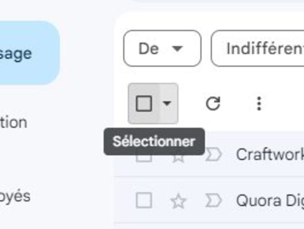 Sélectionnez et supprimez les emails