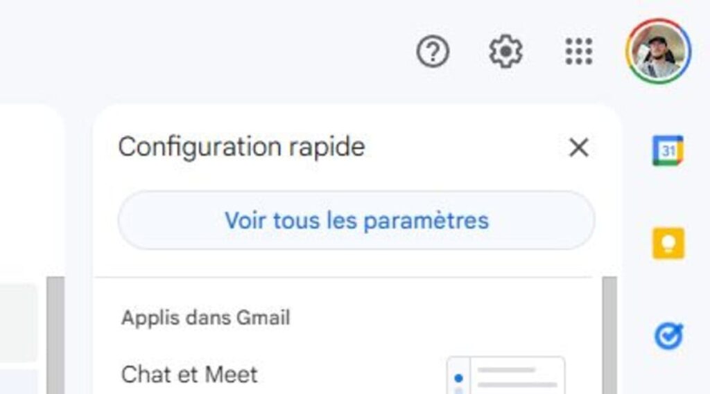 paramètres de Gmail